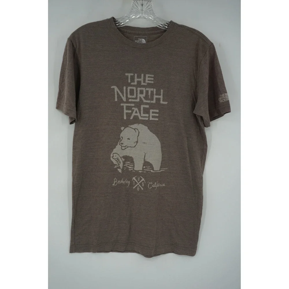 The North Face Mens Slim Fit Graphic‎ Tee Brown Grizzly Bear Berkeley CA Small